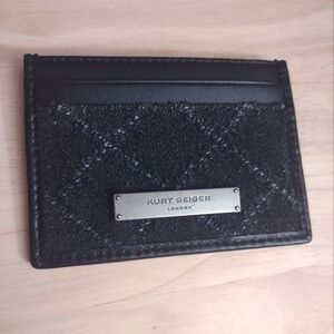Kurt Geiger Black Tweed Quilted Leather Cardholder Wallet Accessory